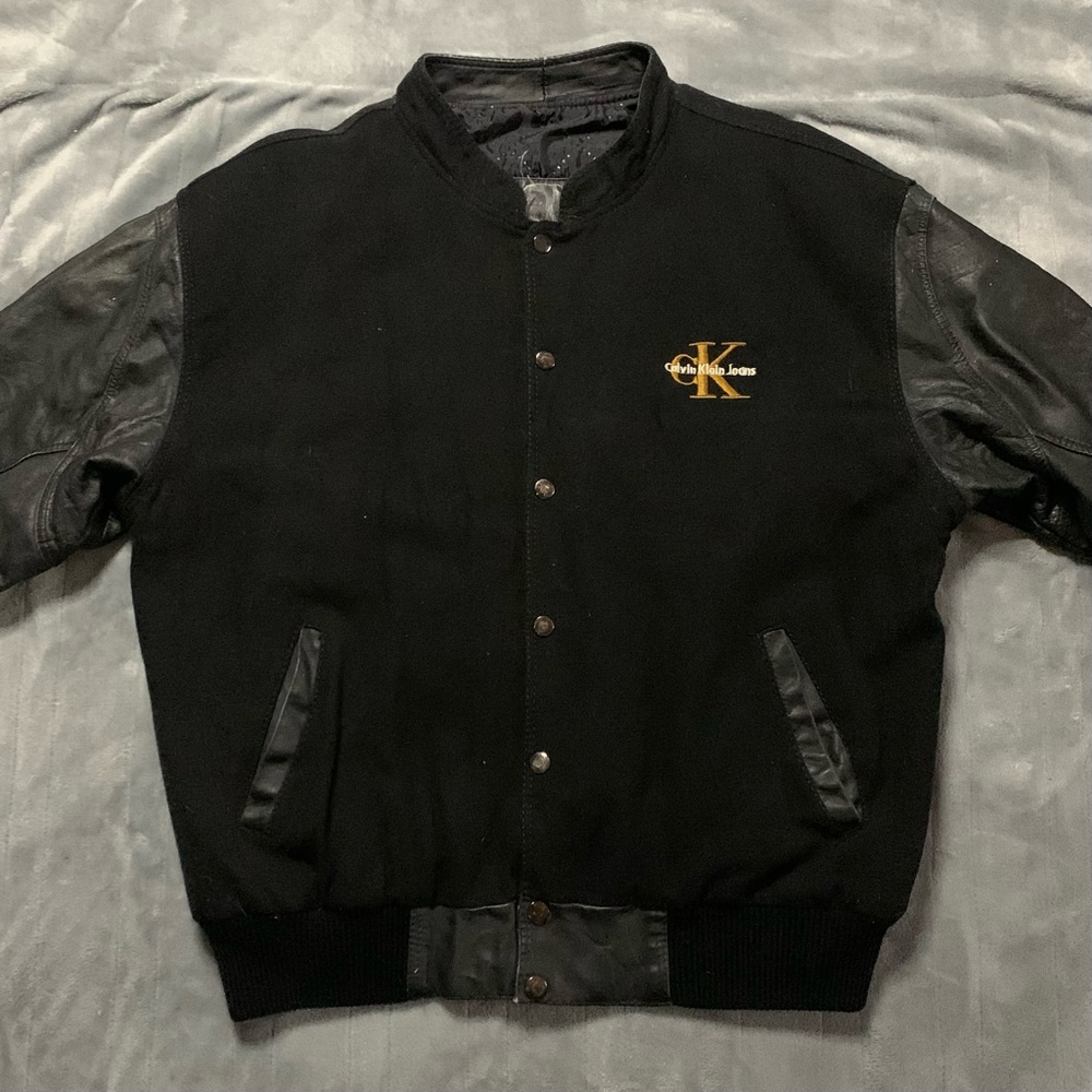 🎀CK Pleather Varsity Jacket